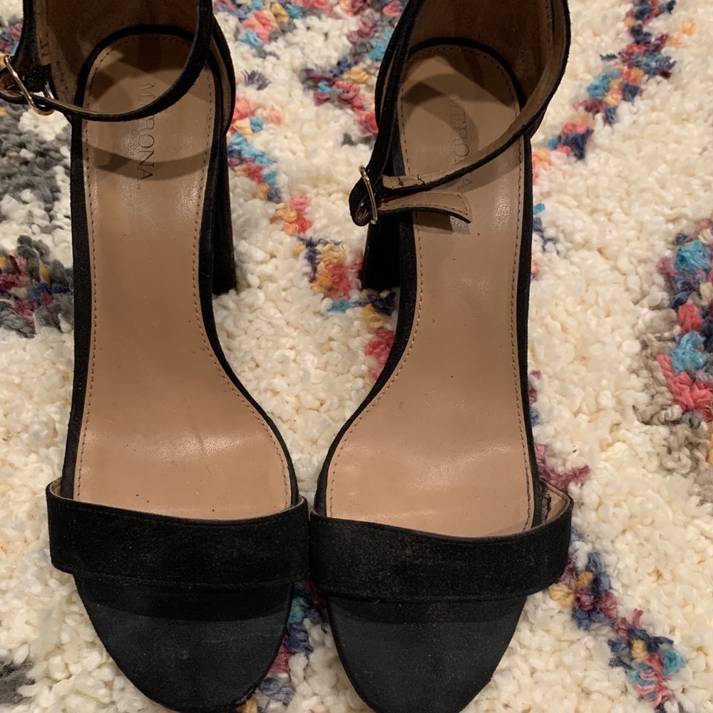 Black trendy strappy heels